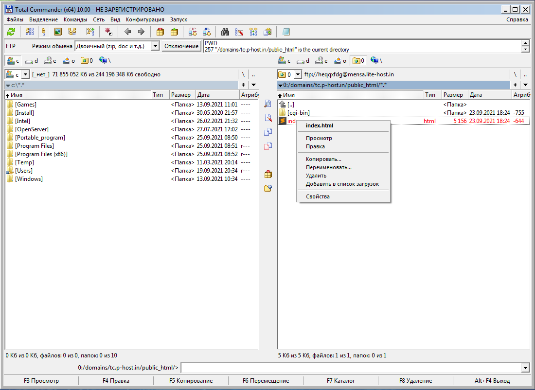 Как подключиться по FTP через Total Commander? - Хостинг - База знаний