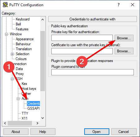 Добавление ключа в PuTTY